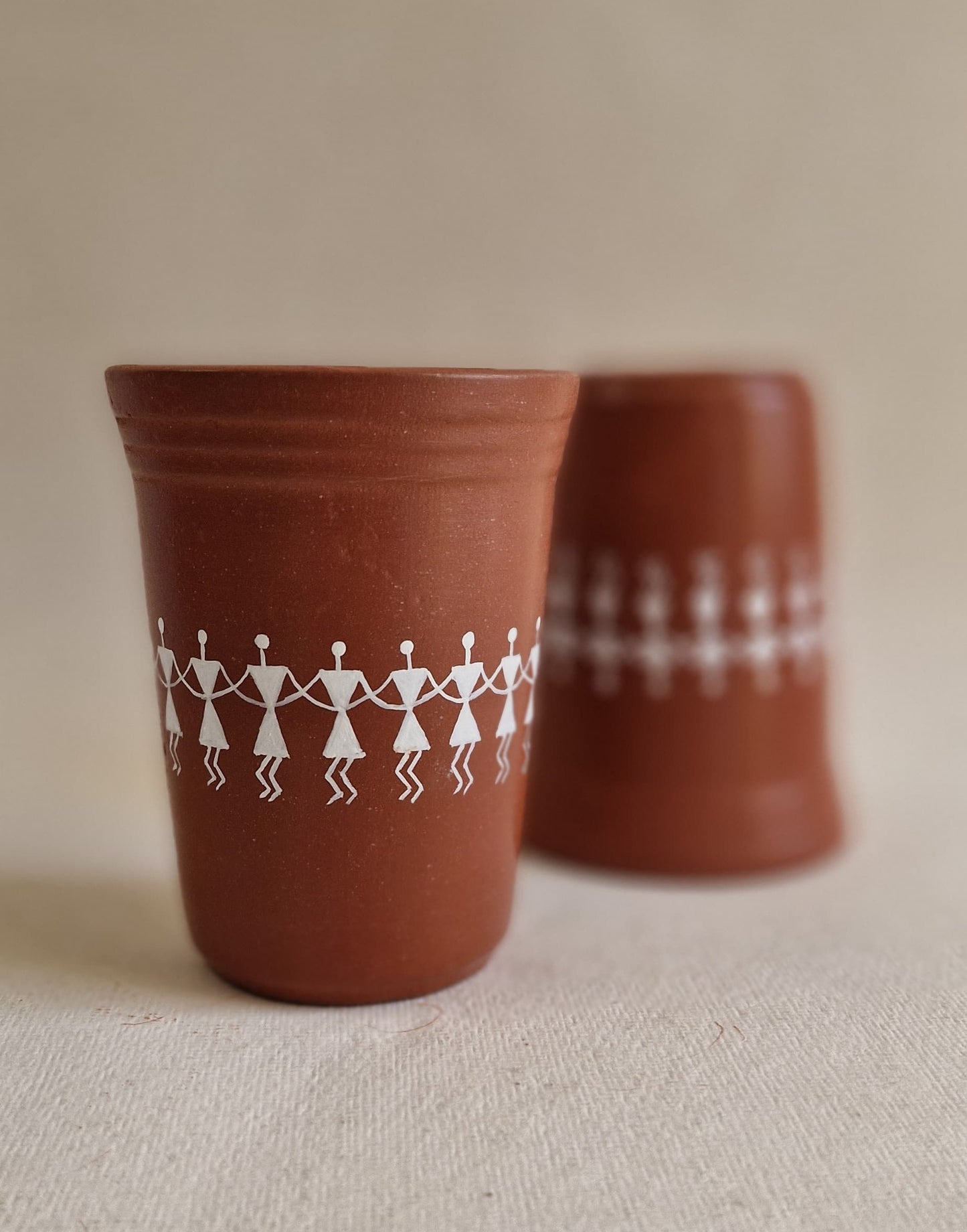 TERRACOTTA HANDPAINTED WARLI ART GLASS