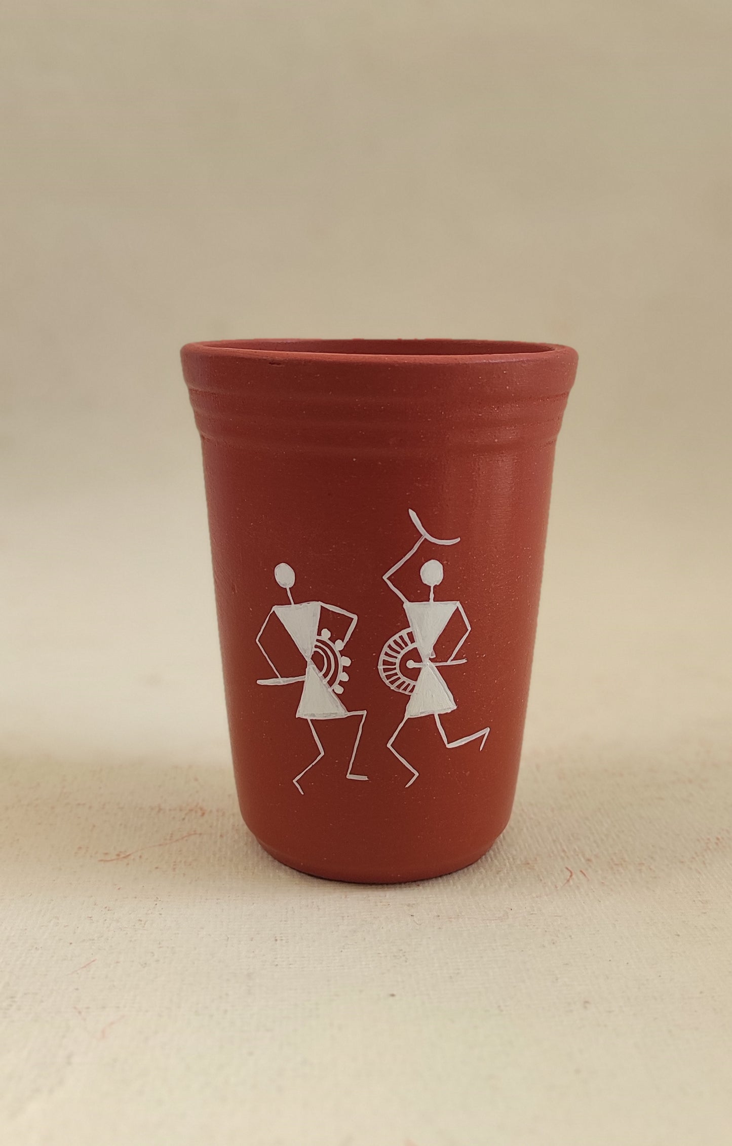 TERRACOTTA HANDPAINTED WARLI ART GLASS