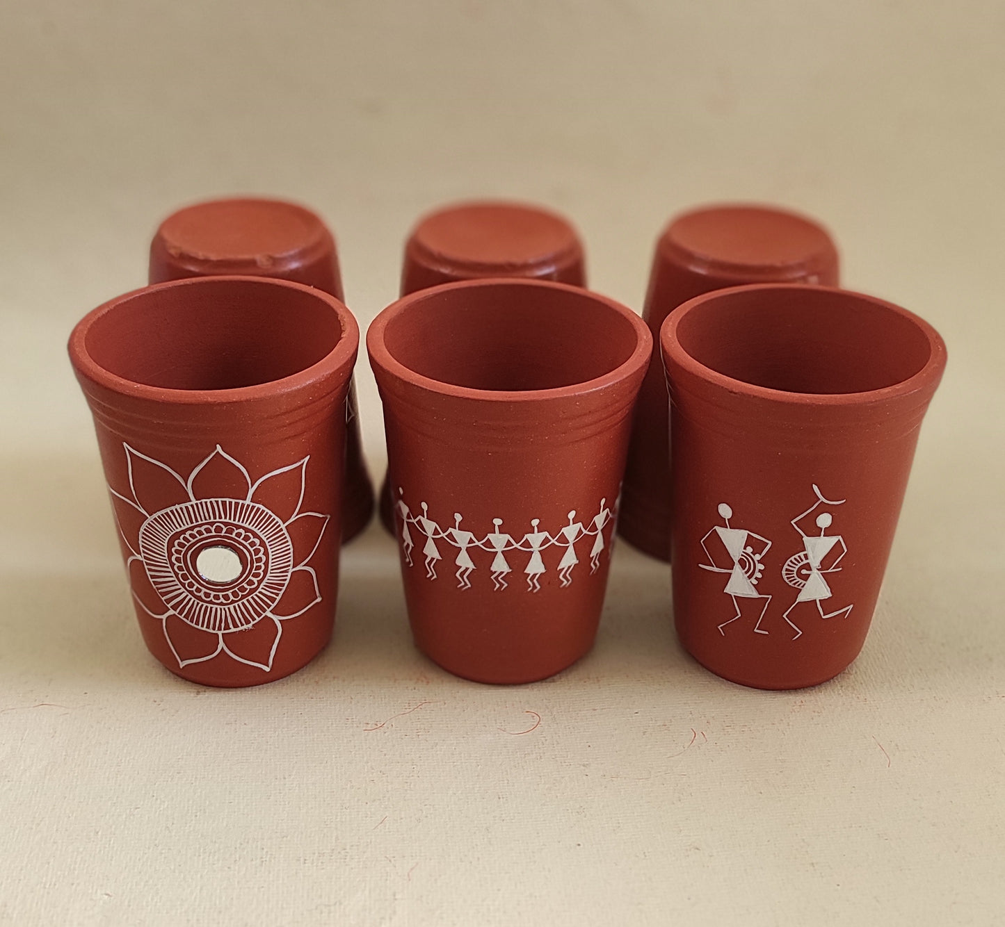 TERRACOTTA HANDPAINTED WARLI ART GLASS