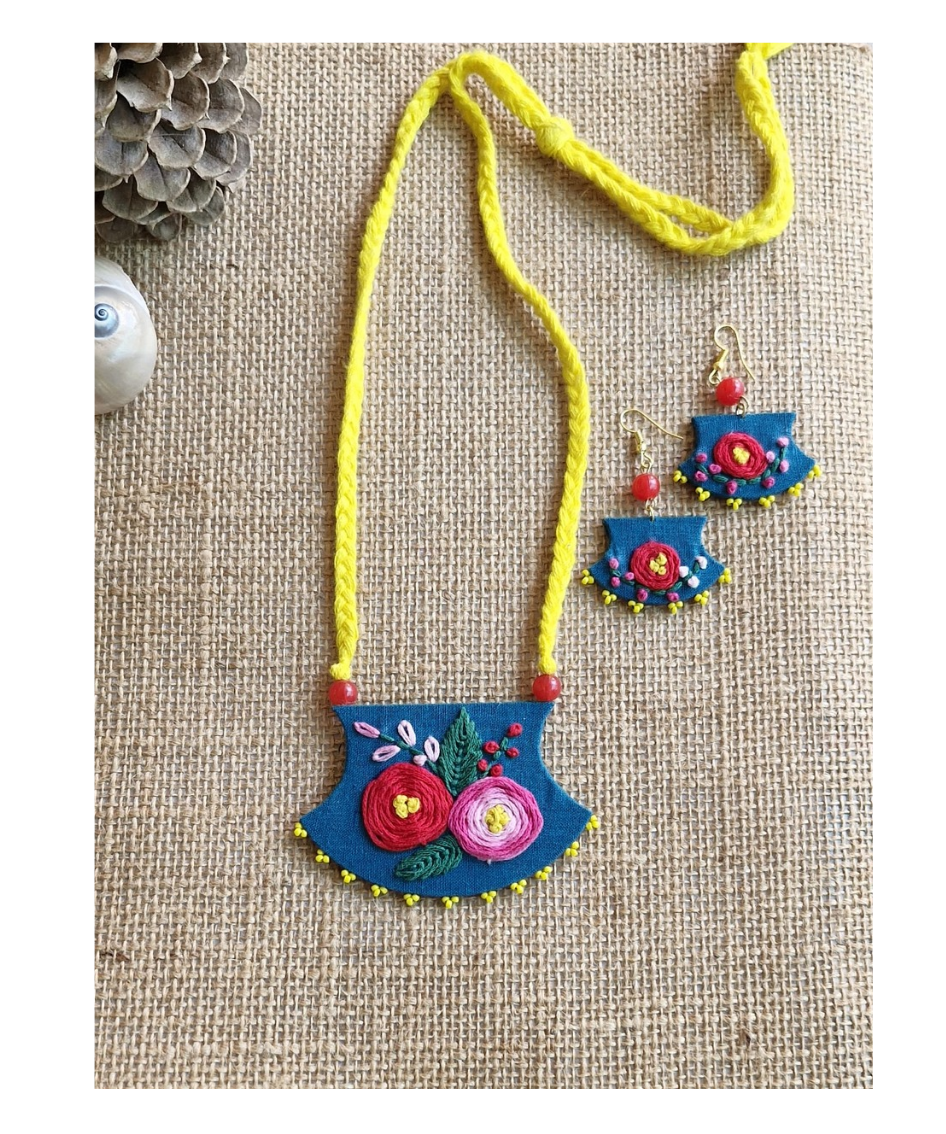 “Handwoven Floral Tales Jewelry Set”